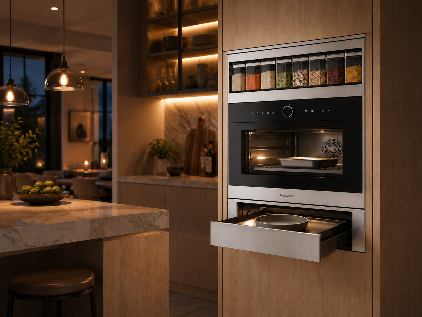 MealMaker Built-In concept in an evening kitchen