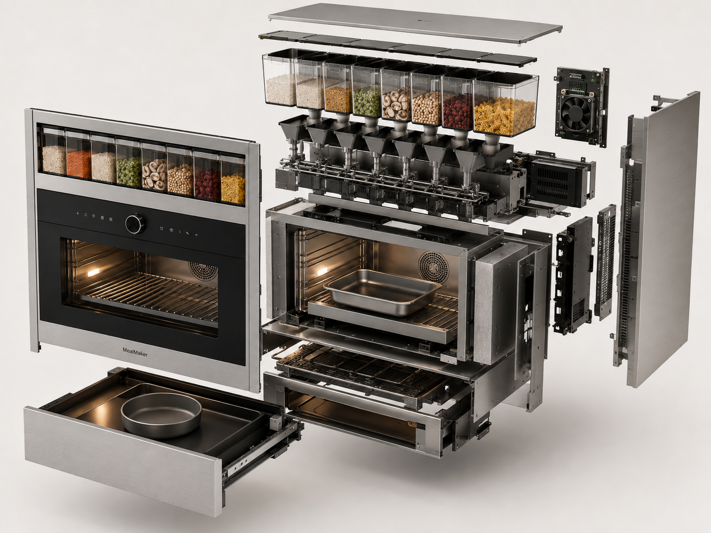 Exploded view of the MealMaker Built-In concept